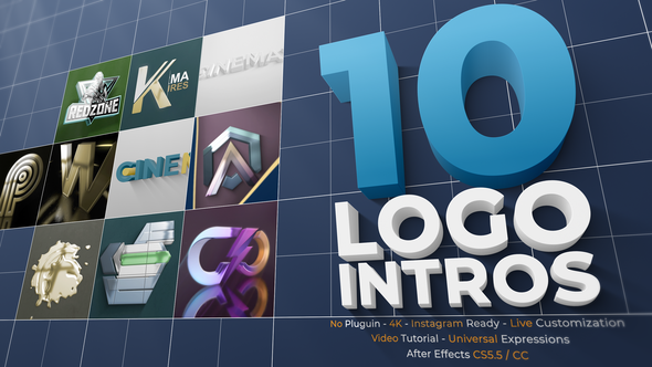 10 Cinematic 3D Logo Intros Pack