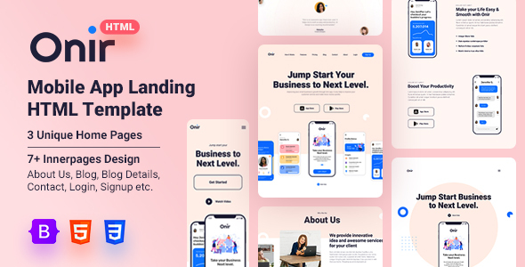 Onir - Mobile App Landing HTML Template