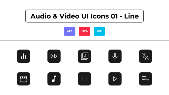 Audio & Video UI Icons 01 - Line