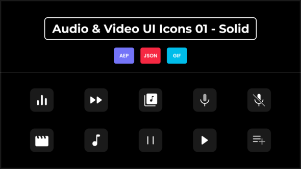 Audio & Video UI Icons 01 - Solid