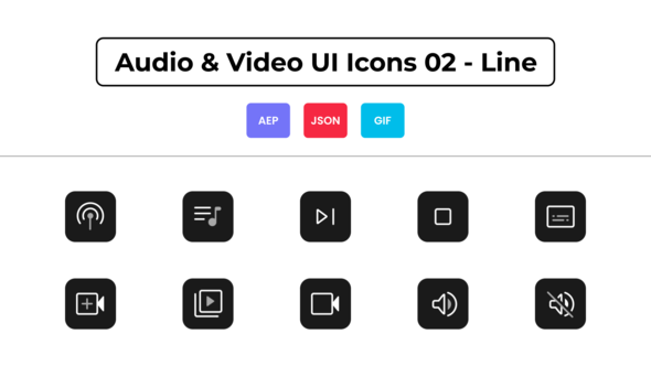 Audio & Video UI Icons 02 - Line