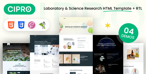 Cipro - Laboratory & Science Research HTML5 Template + RTL