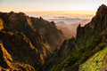 Sunrise on hiking trial from Pico do Areeiro, Madeira highest mountains, Portugal - PhotoDune Item for Sale