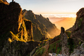 Sunrise on hiking trial from Pico do Areeiro, Madeira highest mountains, Portugal - PhotoDune Item for Sale