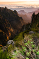Sunrise in Madeira mountains at spring. Peaks and clouds at early morning - PhotoDune Item for Sale