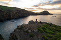 Man standing on cliff at Ponta de Sao Lourenco in Madeira. Aerial drone view - PhotoDune Item for Sale