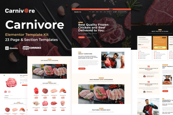 Carnivore - Meat Shop & Butchery Elementor Pro Template Kit