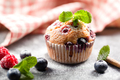Freshly baked muffins with powdered sugar and fresh berries - PhotoDune Item for Sale
