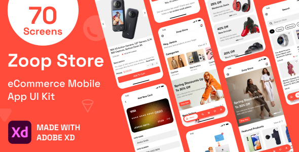 Multipurpose eCommerce Mobile App UI Kit XD Template - Zoopstore