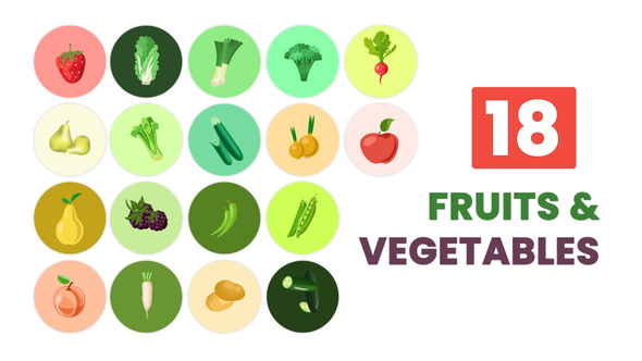 Fresh Fruits And Vegetables Animated Element Pack After Effects Template