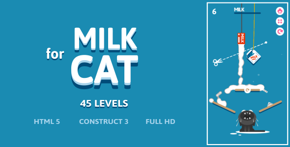 Milk For Cat - HTML5 Game (Construct3)