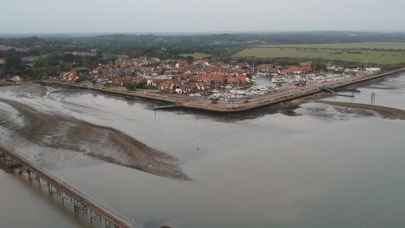 Hythe pier and marina high level fly in