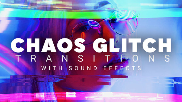 Chaos Glitch Transitions Pack: 20 Dynamic Effects with Unique Sound for Premiere Pro