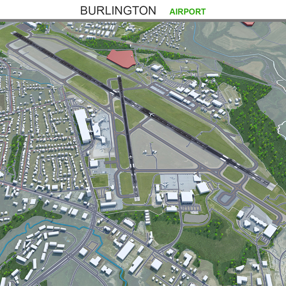 Burlington Airport 3d model 10km