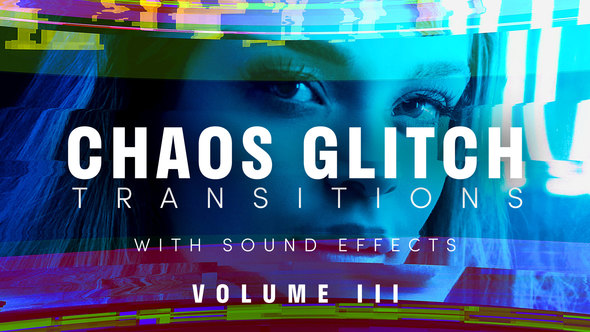 Chaos Glitch Transitions v3 Pack: 20 Dynamic Effects with Unique Sound for Premiere Pro