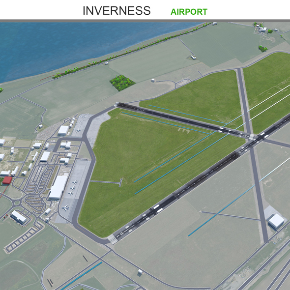 Inverness Airport 3d model 10km