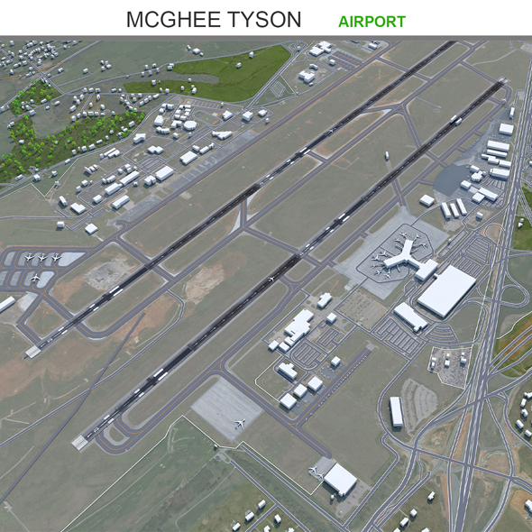 McGhee Tyson Airport Knoxville 3d model 10km