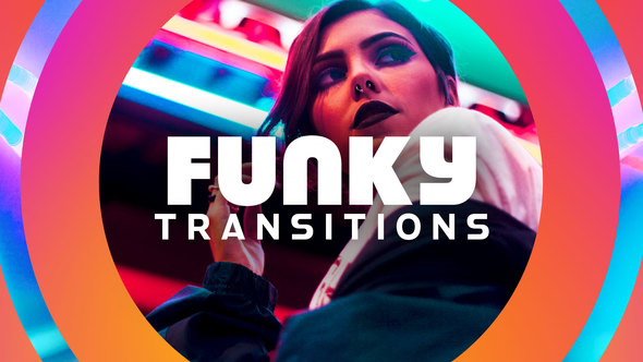 Funky Transitions Pack: 42 Vibrant Effects in 4 Styles with Color Control for Premiere Pro