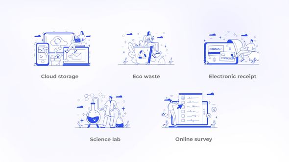 Science Lab - Blue and White Outline Concept