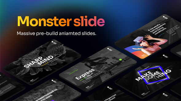 Monster Slide Aniamted Text Full Screen Background Video Display After Effect Template