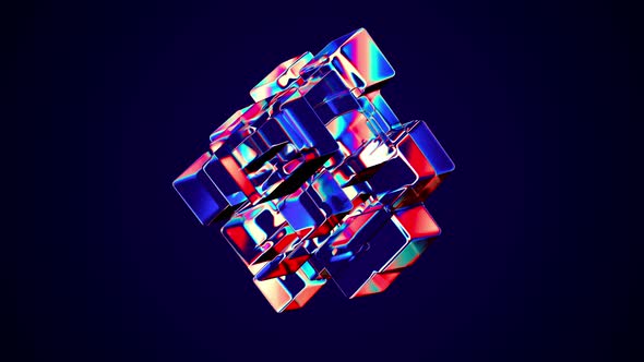 Abstract Glass Shape Morphing with Rainbow Refractions Looped Animation