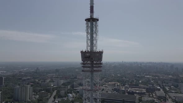 Kyiv. Ukraine: TV Tower. Aerial View. Flat, Gray