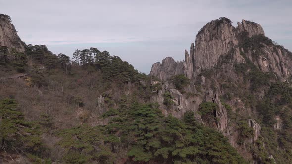 Panoramic View From Viewpoint of Purple Cloud Peak in Huangshan Mountain, Known As Yellow Mountain