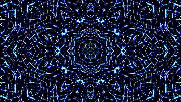 Bright abstract light flickering streaks set blue color, kaleidoscope