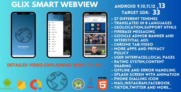 Glix Smart Webview-Web to App-WebApp with Admob Ads