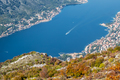Long shot with a picturesque coastline of Kotor in Montenegro - PhotoDune Item for Sale