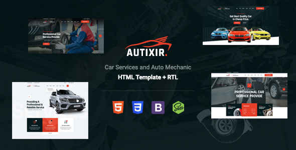 Autixir - Car Repair Service & Auto Mechanic HTML Template with Accessories Shop