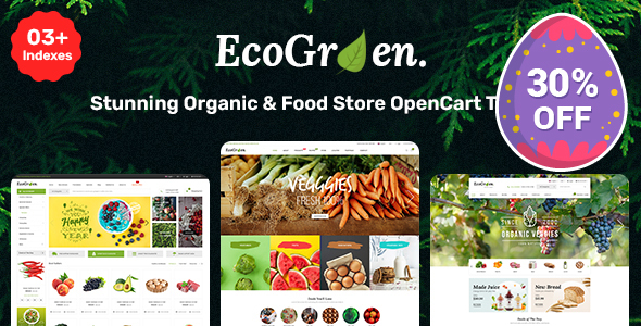 EcoGreen – Multipurpose Responsive OpenCart 3 Theme With Mobile Layouts (Organic Food Topic)