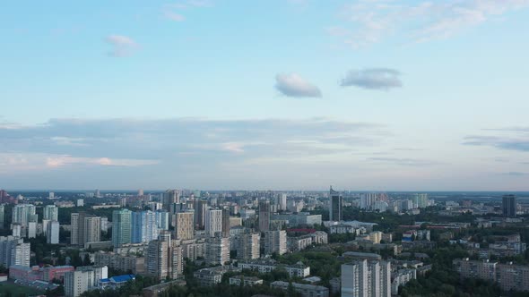 Aerial View of Skyline of Kyiv During Early Evening, Ukraine