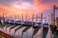 Gondolas in Venice, Italy at dawn on the Grand Canal - PhotoDune Item for Sale
