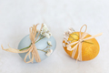 Two pastel colored Easter eggs. Festive decoration. - PhotoDune Item for Sale