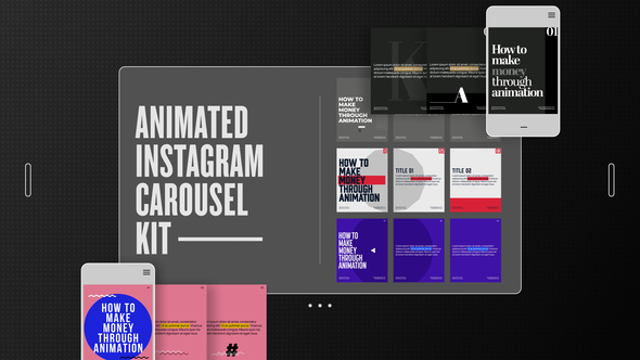 Animated Instagram Carousel Kit: Boost Engagement with 5 Unique Styles & Easy Customization