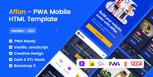 Affan – PWA Mobile HTML Template