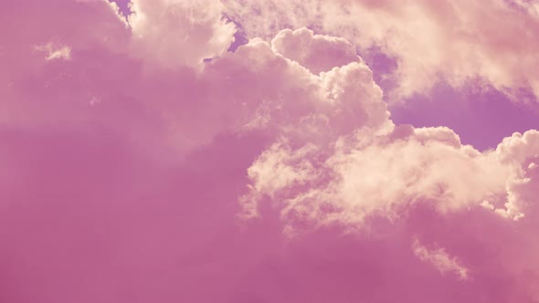 Pink Magenta Fluffy Clouds Cloud Sky Moving In Cloudy Sky