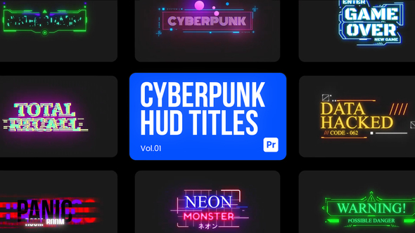 Cyberpunk HUD Titles 01 for Premiere Pro