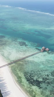 Tanzania  Vertical Video House on Stilts in the Ocean on the Coast of Zanzibar Slow Motion