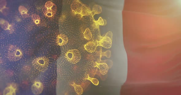 France Flag With Corona Virus Bacteria alt