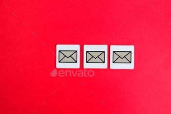 three white squares with an email icon.