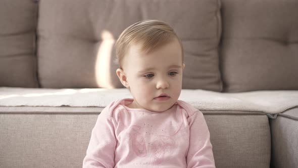 Portrait Cute Little Kid While Watching TV