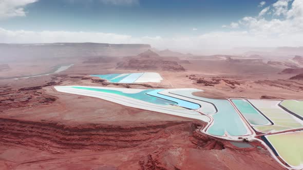 Cinematic Panorama Famous Grand Canyon Colorado River with Red Sandstone Rocks