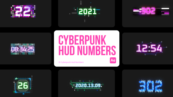 Cyberpunk HUD Numbers for After Effects alt