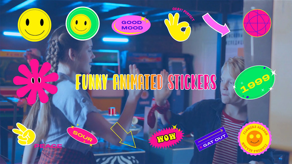 Animated Funny Stickers Element Pack After Effects Template