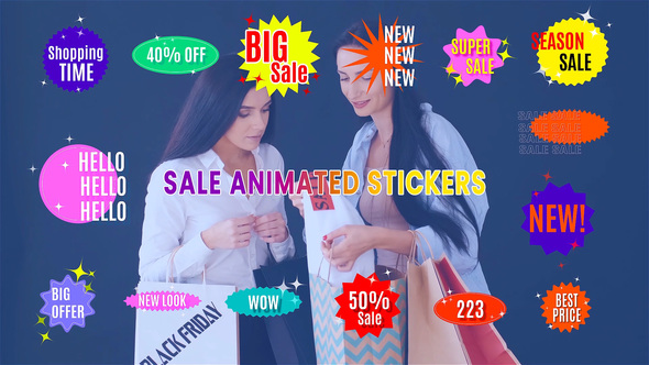 Seasonal Sales Animated Stickers After Effects Template