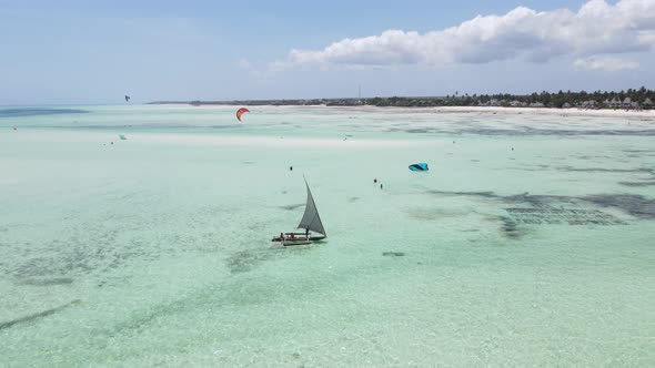 Boats in the Ocean Near the Coast of Zanzibar Tanzania Slow Motion