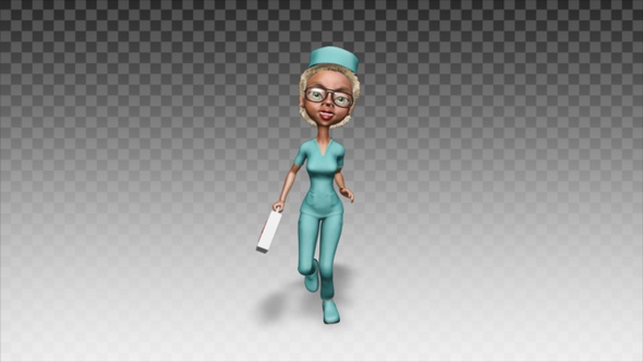 Cartoon Nurse Runs to Help 1 alt