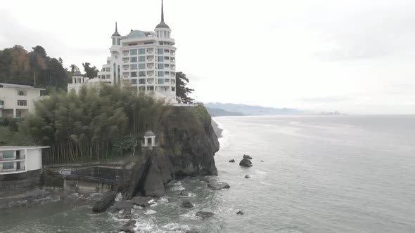 Tsikhisdziri, Georgia - November 8 2021: Aerial view of Castello Mare Hotel